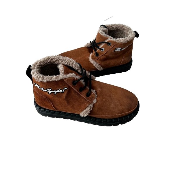 Karl Lagerfeld Paris Faux Shearling-Lined Suede Chukka Boots Cognac ( 12 ) - Picture 2 of 8
